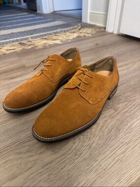 Men's Suede Bruno Marc Shoes in Cognac Brown - Lace-Up Dress Casual